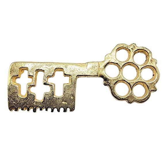 MMA Metropolitan Museum Of Art Sterling Silver Gold Vermeil Skeleton Key Brooch - Picture 1 of 4